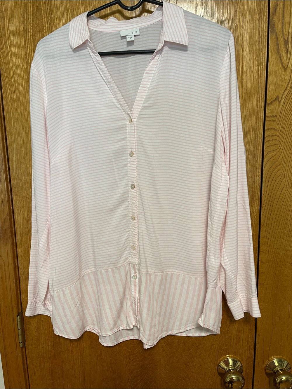 J. Jill Light Pink Striped Button-Front Shirt